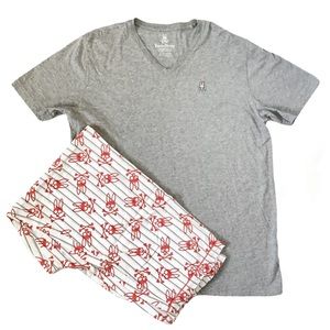 Psycho Bunny V-Neck Tee Shirt Grey Heather size X Large / 7